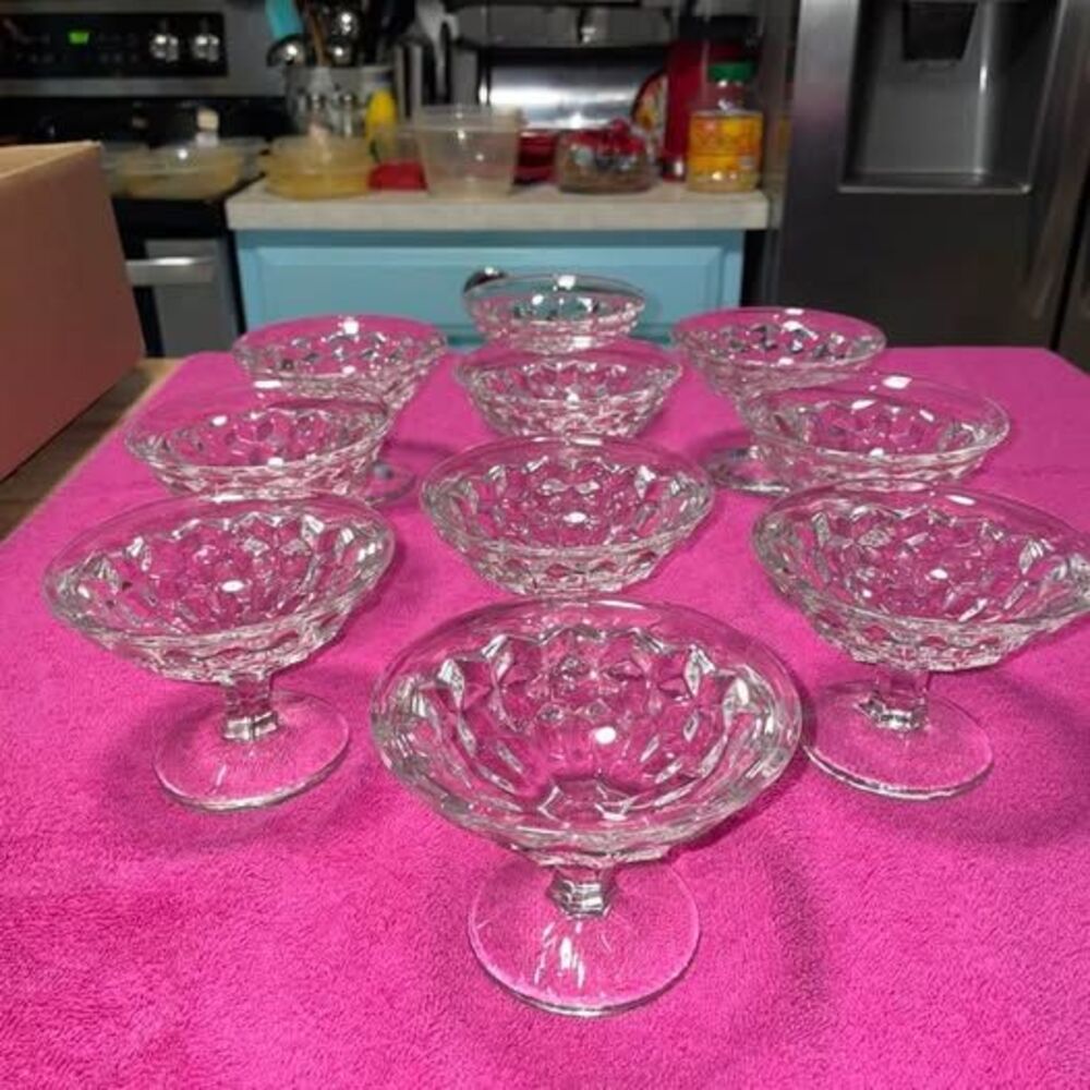 Vintage Anchor Hocking Wexford Glass Dessert Bowls - Set of 10